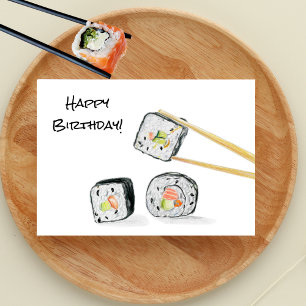 Verjaardagsillustratie sushi rolls kaart