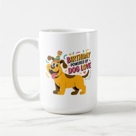 Verjaardagsillustratie van hondenliefde feest koffiemok