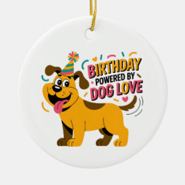 Verjaardagsillustratie van hondenliefdeparty keramisch ornament
