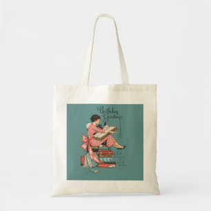 Verjaardagsillustratie voor liefhebbers van vintag tote bag