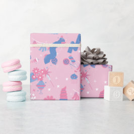 Verjaardagsinpakpapier in roze blauw wit cadeaupapier