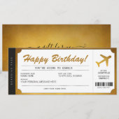 Verjaardagsinstapkaart Vliegtuig Gouden Ticket Kaart (Voorkant / Achterkant)