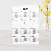 Verjaardagsjaar 2026 met rode hart kaart (Gele Bloem)