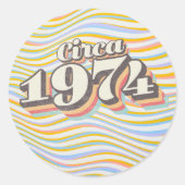 Verjaardagsjaar - circa 1974 ronde sticker (Voorkant)