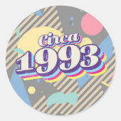 Verjaardagsjaar - Rond 1993 Ronde Sticker (Voorkant)