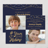 Verjaardagsjaren in de maak 2 foto's Navy Gold Kaart (Voorkant / Achterkant)