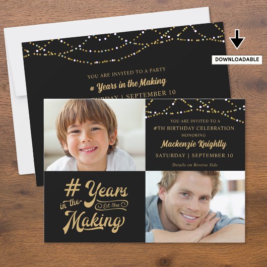 Verjaardagsjaren in het Maken van 2 Foto's Aangepa Kaart