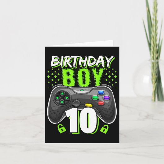 Verjaardagsjongen 10 Videospel Controller Gamer 10 Kaart (Voorkant)