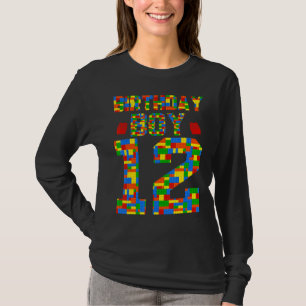 Verjaardagsjongen 12 bakstenen bouwblokken Master T-shirt