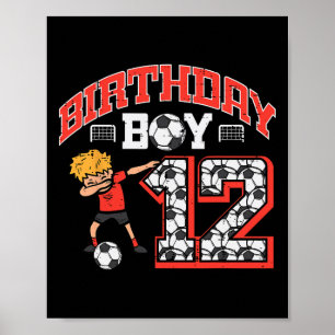 Verjaardagsjongen 12 Voetbal Dab 12 Jaar Oude Verj Poster