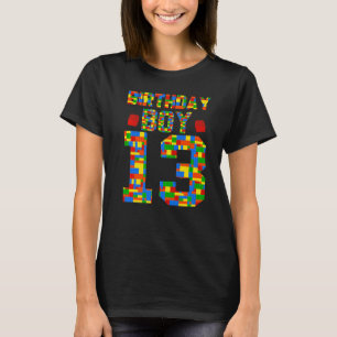 Verjaardagsjongen 13 bakstenen bouwblokken Master T-shirt