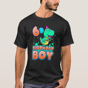 Verjaardagsjongen 6 Jaar Oude Dinosaur met Gitaar T-shirt