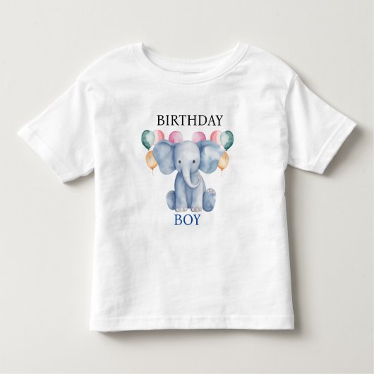 verjaardagsjongen | Baby Olifant & Ballonnen Kinder Shirts (Voorkant)