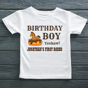 Verjaardagsjongen Baby Paard op een Donut T-shirt