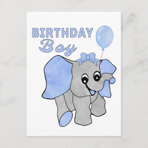 Verjaardagsjongen Blauwe Baby Olifant Briefkaart