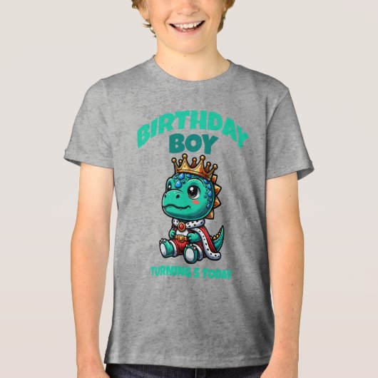 Verjaardagsjongen Dinosaur T-Shirt - Aangepaste Le (Voorkant)