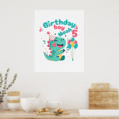 Verjaardagsjongen Dinosaurus Poster Aangepaste Naa (Keuken)