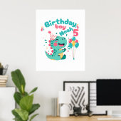Verjaardagsjongen Dinosaurus Poster Aangepaste Naa (Thuiskantoor)
