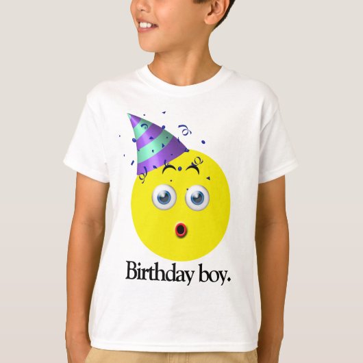 Verjaardagsjongen Emoji T-shirt (Voorkant)