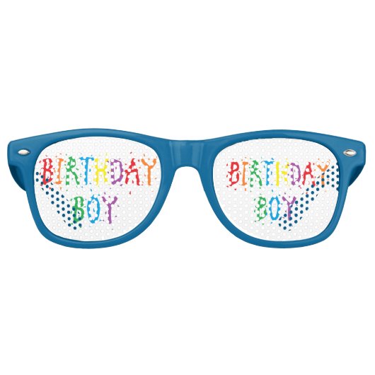 "Verjaardagsjongen" feesttinten Retro Zonnebril (Voorkant)