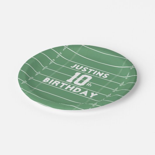 Verjaardagsjongen Gepersonaliseerd Football Veld Papieren Bordje (Gekanteld)