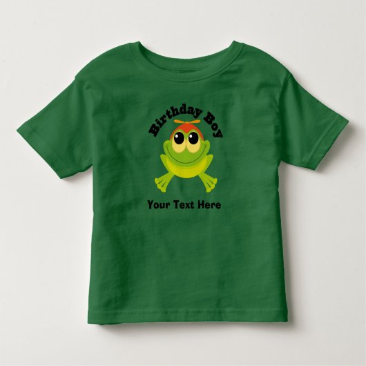 Verjaardagsjongen gepersonaliseerde kikker kinder shirts (Voorkant)