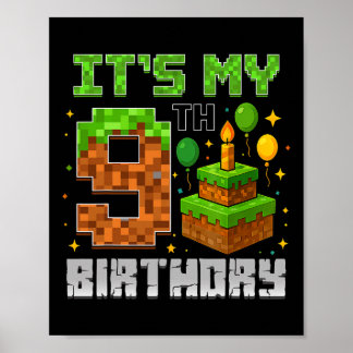 Verjaardagsjongen Het is mijn 9e verjaardag Gamer Poster