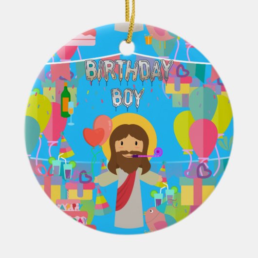 verjaardagsjongen jesus xmas keramisch ornament (Voorkant)