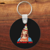 Verjaardagsjongen Jezus Grappige Kerstfeesthoed  Sleutelhanger (Voorkant)