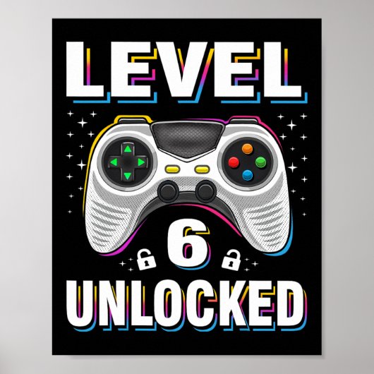 Verjaardagsjongen Level 6 Ontgrendeld Videospelert Poster (Voorkant)