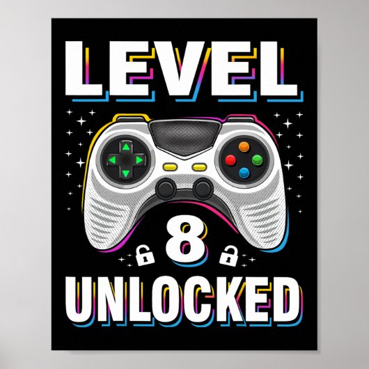 Verjaardagsjongen Level 8 vrijgespeeld Videospelle Poster (Voorkant)
