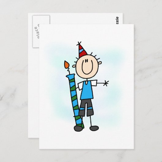 Verjaardagsjongen met kaars T-shirts en geschenken Briefkaart (Voorkant / Achterkant)