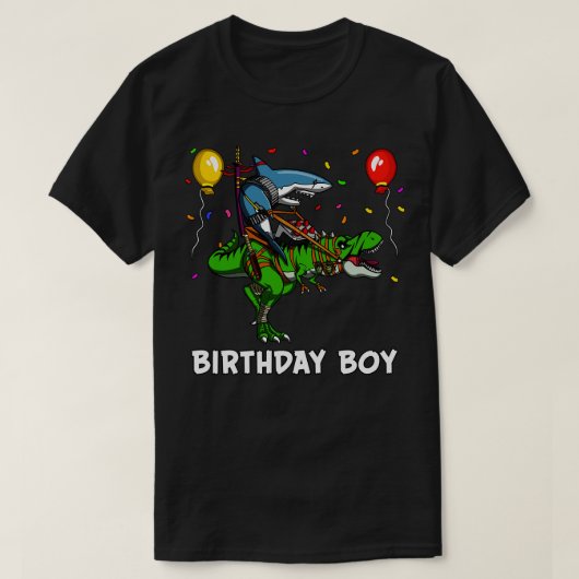 Verjaardagsjongen Ninja Riding Dinosaurus T-shirt (Design voorkant)