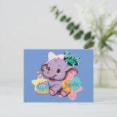 Verjaardagsjongen olifantje briefkaart (Staand voorkant)