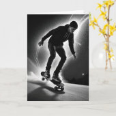 Verjaardagsjongen op een skateboard kaart (Gele Bloem)