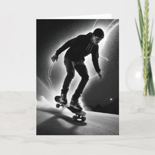 Verjaardagsjongen op een skateboard kaart