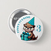 Verjaardagsjongen Otter thema verjaardag gepersona Ronde Button 5,7 Cm (Voorkant /achterkant)