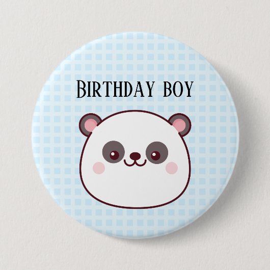 Verjaardagsjongen Panda Kawaii Ronde Button 7,6 Cm (Voorkant)