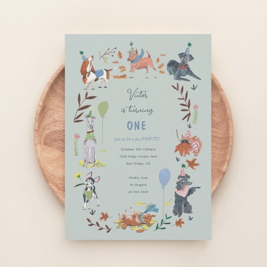 Verjaardagsjongen Paw-ty schattige puppy honden Ui Kaart