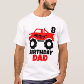 Verjaardagsjongen Rode Monster Truck Matching Papa T-shirt (Voorkant)