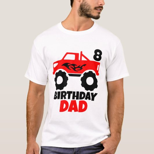 Verjaardagsjongen Rode Monster Truck Matching Papa T-shirt (Voorkant)