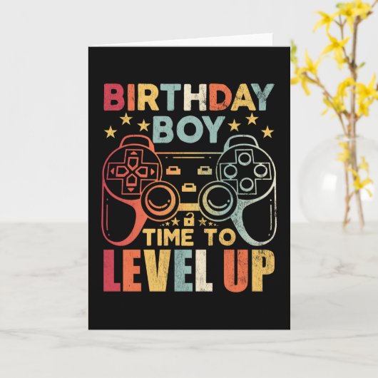 Verjaardagsjongen Tijd om Niveau te Verbeteren Vid Kaart (Gele Bloem)