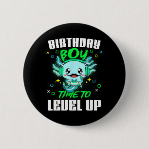 Verjaardagsjongen Tijd om te Level Up Gamer Verjaa Ronde Button 5,7 Cm