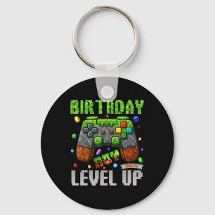 Verjaardagsjongen Tijd om te Level Up Pixel Verjaa Sleutelhanger