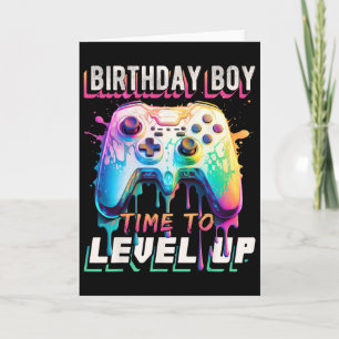 Verjaardagsjongen Tijd om te Level Up Videospel Ve Kaart