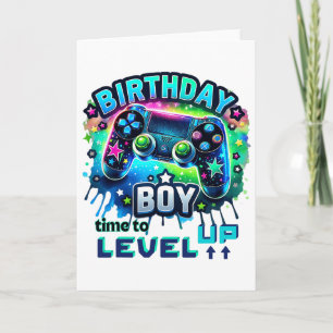 Verjaardagsjongen Tijd om te Level Up Videospel Ve Kaart