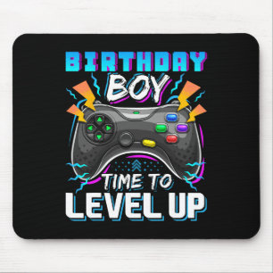 Verjaardagsjongen Tijd om te Level Up Videospel Ve Muismat