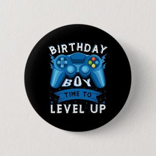 Verjaardagsjongen Tijd om te Level Up Videospel Ve Ronde Button 5,7 Cm