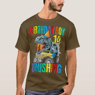 Verjaardagsjongen verplettert 14 monstertruckdinos t-shirt