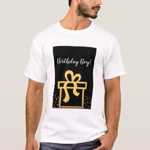 Verjaardagsjongen Zwart en Gouden Faux Folie T-shirt